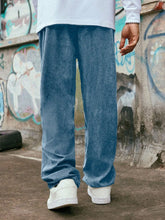 Blue Korean Casual Regular Fit Corduroy Trouser